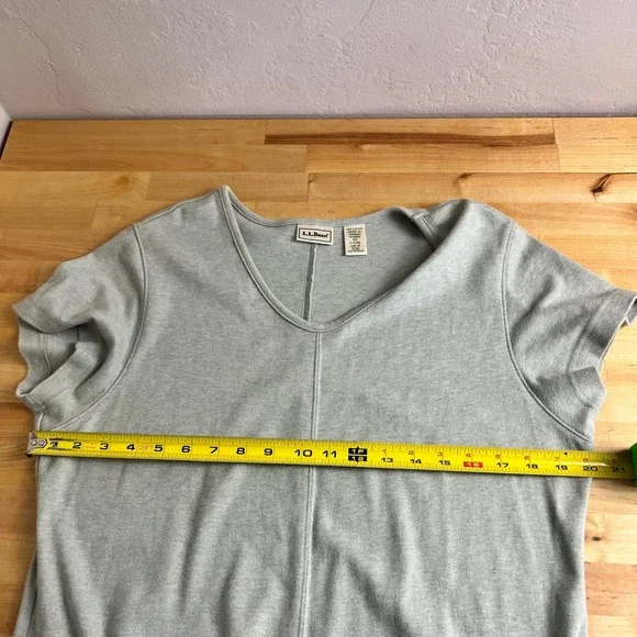 LL Bean Sage Green Heather 100% Cotton Short Sleeve Maxi Dress Size Medium - Picture 9 of 10